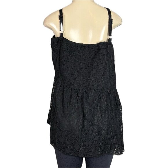 Torrid +6 Black Lace Corset Lined Sweetheart Neck Shirred Back Cami Tank Top - Picture 4 of 6